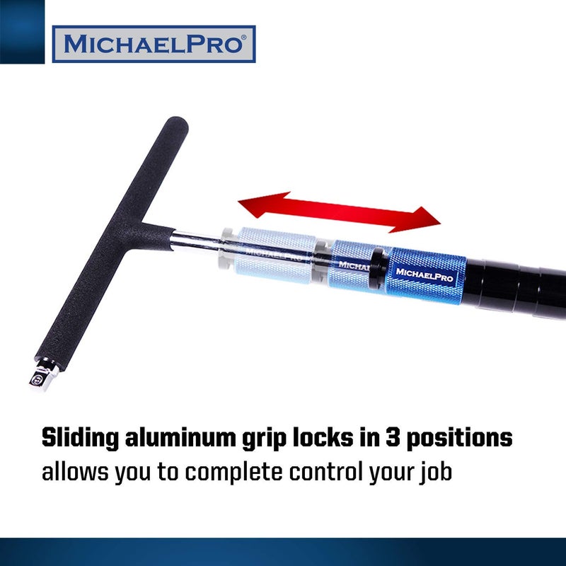 MichaelPro Adjustable T Handle Speed Wrench Set for 1/4 and 3/8 Inch Drive, Speed Handle T Wrench with 2-Way Square Drive Design, 3 Grip Positions, Patented Spinner Handle (2-Piece) - Image 4